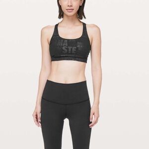 Lululemon Energy Bra Size 8 in 20 Year Manifesto Embossed Black Print